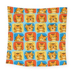 Cute Tiger Pattern Square Tapestry (large) by designsbymallika