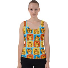 Cute Tiger Pattern Velvet Tank Top by designsbymallika