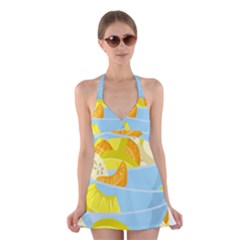 Salad Fruit Mixed Bowl Stacked Halter Dress Swimsuit 
