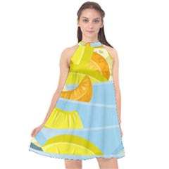 Salad Fruit Mixed Bowl Stacked Halter Neckline Chiffon Dress  by HermanTelo