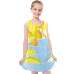 Salad Fruit Mixed Bowl Stacked Kids  Cross Back Dress by HermanTelo