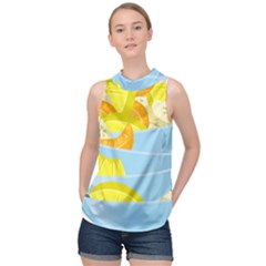 Salad Fruit Mixed Bowl Stacked High Neck Satin Top