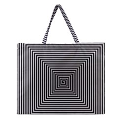 Maze Design Black White Background Zipper Large Tote Bag