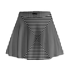 Maze Design Black White Background Mini Flare Skirt by HermanTelo