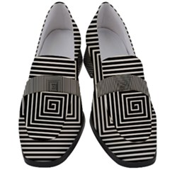 Maze Design Black White Background Women s Chunky Heel Loafers by HermanTelo