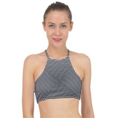 Maze Design Black White Background Racer Front Bikini Top