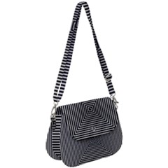 Maze Design Black White Background Saddle Handbag