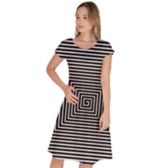 Maze Design Black White Background Classic Short Sleeve Dress