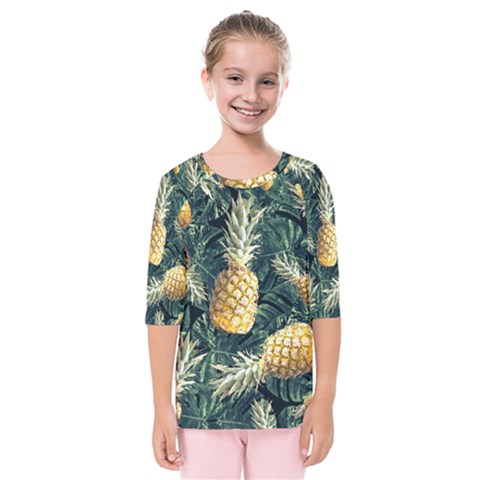 Pattern Ananas Tropical Kids  Quarter Sleeve Raglan Tee by kcreatif