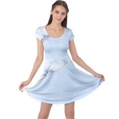Blue Marble Print Cap Sleeve Dress by designsbymallika