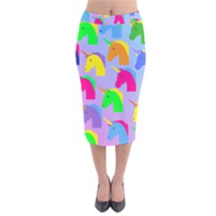 Unicorn Love Velvet Midi Pencil Skirt by designsbymallika