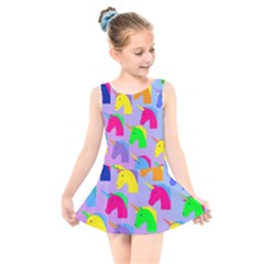 Unicorn Love Kids  Skater Dress Swimsuit by designsbymallika