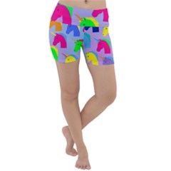 Unicorn Love Lightweight Velour Yoga Shorts by designsbymallika