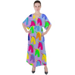 Unicorn Love V-neck Boho Style Maxi Dress by designsbymallika