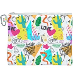 Doodle Pattern Canvas Cosmetic Bag (xxxl) by designsbymallika