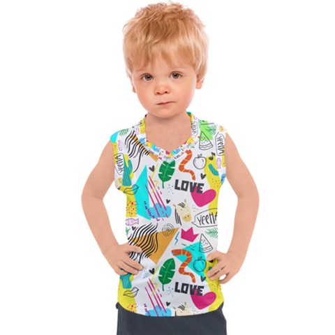 Doodle Pattern Kids  Sport Tank Top by designsbymallika