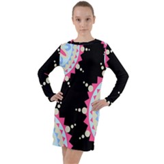 Madala Pattern Long Sleeve Hoodie Dress by designsbymallika