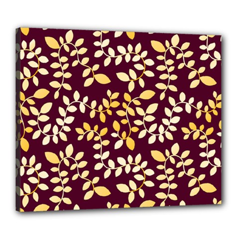 Golden Leaf Pattern Canvas 24  X 20  (stretched) by designsbymallika