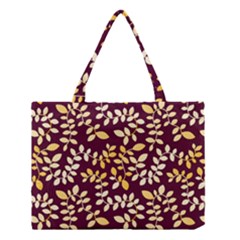 Golden Leaf Pattern Medium Tote Bag by designsbymallika