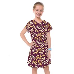 Golden Leaf Pattern Kids  Drop Waist Dress by designsbymallika