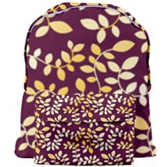 Golden Leaf Pattern Giant Full Print Backpack by designsbymallika