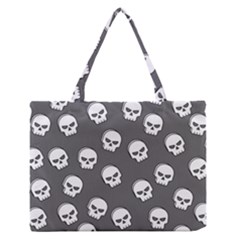 White Skull Pattern Zipper Medium Tote Bag by designsbymallika