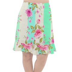 Stripes Floral Print Fishtail Chiffon Skirt by designsbymallika