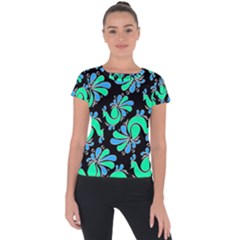 Peacock Pattern Short Sleeve Sports Top  by designsbymallika