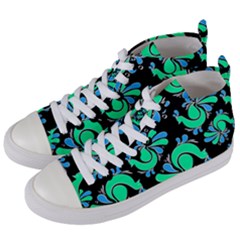 Peacock Pattern Women s Mid-top Canvas Sneakers by designsbymallika