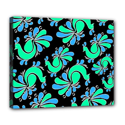 Peacock Pattern Deluxe Canvas 24  X 20  (stretched) by designsbymallika