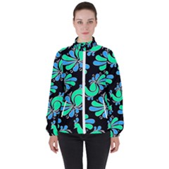 Peacock Pattern Women s High Neck Windbreaker by designsbymallika