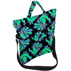 Peacock Pattern Fold Over Handle Tote Bag by designsbymallika