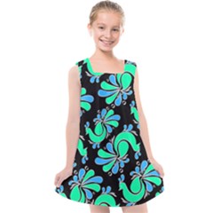 Peacock Pattern Kids  Cross Back Dress by designsbymallika