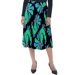 Peacock Pattern Classic Velour Midi Skirt  by designsbymallika