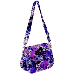 Floral Abstract In Blue And Purple Saddle Handbag by dressshop