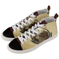 Wonderful Deer With Leaves And Hearts Men s Mid-top Canvas Sneakers by FantasyWorld7