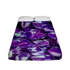 Botanical Violet Print Pattern 2 Fitted Sheet (full/ Double Size) by dflcprintsclothing