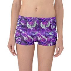 Botanical Violet Print Pattern 2 Reversible Boyleg Bikini Bottoms by dflcprintsclothing