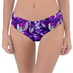 Botanical Violet Print Pattern 2 Reversible Classic Bikini Bottoms by dflcprintsclothing