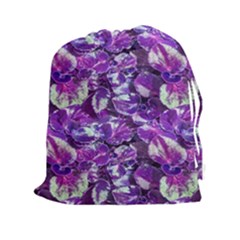 Botanical Violet Print Pattern 2 Drawstring Pouch (2xl)