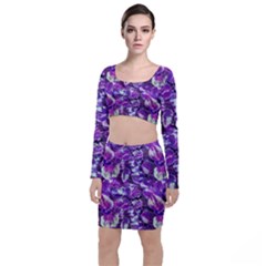 Botanical Violet Print Pattern 2 Top And Skirt Sets