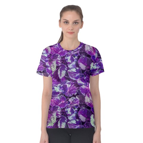 Botanical Violet Print Pattern 2 Women s Cotton Tee by dflcprintsclothing