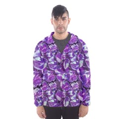 Botanical Violet Print Pattern 2 Men s Hooded Windbreaker by dflcprintsclothing