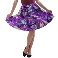 Botanical Violet Print Pattern 2 A-line Skater Skirt by dflcprintsclothing