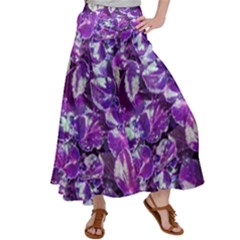 Botanical Violet Print Pattern 2 Satin Palazzo Pants by dflcprintsclothing