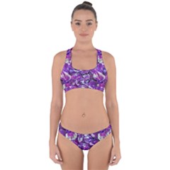 Botanical Violet Print Pattern 2 Cross Back Hipster Bikini Set