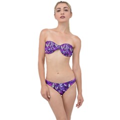 Botanical Violet Print Pattern 2 Classic Bandeau Bikini Set by dflcprintsclothing