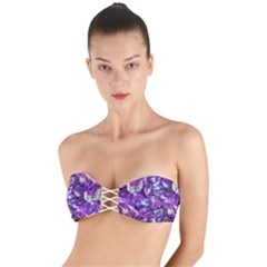 Botanical Violet Print Pattern 2 Twist Bandeau Bikini Top by dflcprintsclothing