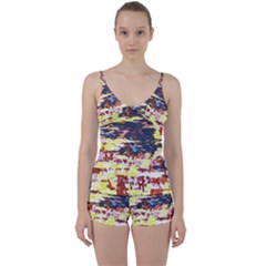 Multicolored Abstract Grunge Texture Print Tie Front Two Piece Tankini by dflcprintsclothing