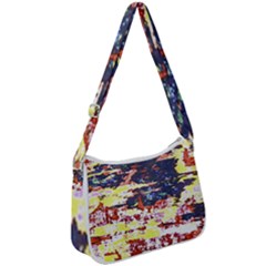 Multicolored Abstract Grunge Texture Print Zip Up Shoulder Bag by dflcprintsclothing